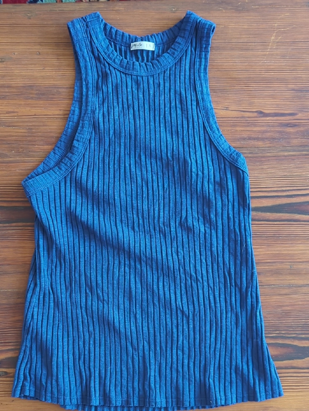 MinkPink Blue Ribbed Sleeveless Tank Top